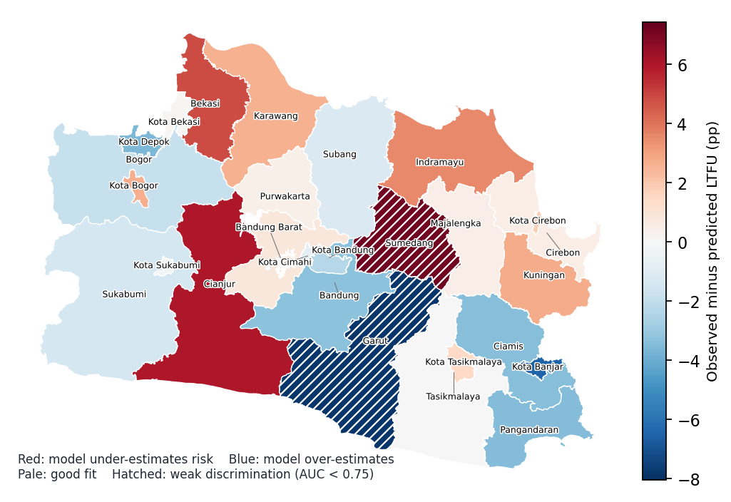 Map of transportable model fit per district and city
